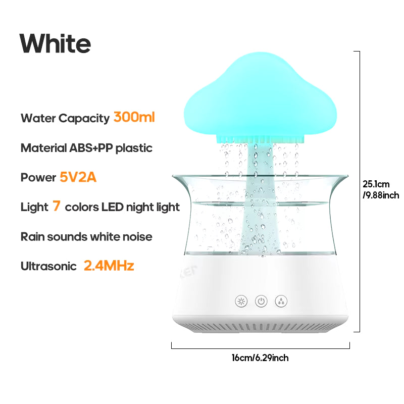 Rain Cloud Electric Air Humidifier 300Ml Aroma Diffuser Zen Rain Water Drops Colorful Night Light Humidifier for Home Gift