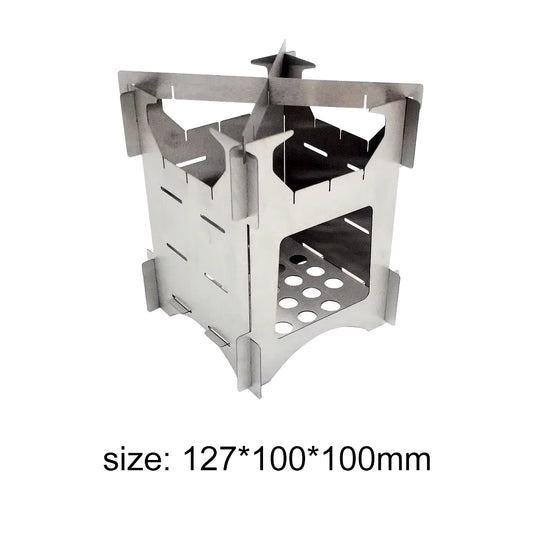 Mini Outdoor Firewood Stove Portable Camping Picnic BBQ Travel Folding Stainless Steel Wood Stove Charcoal Cooking Grill