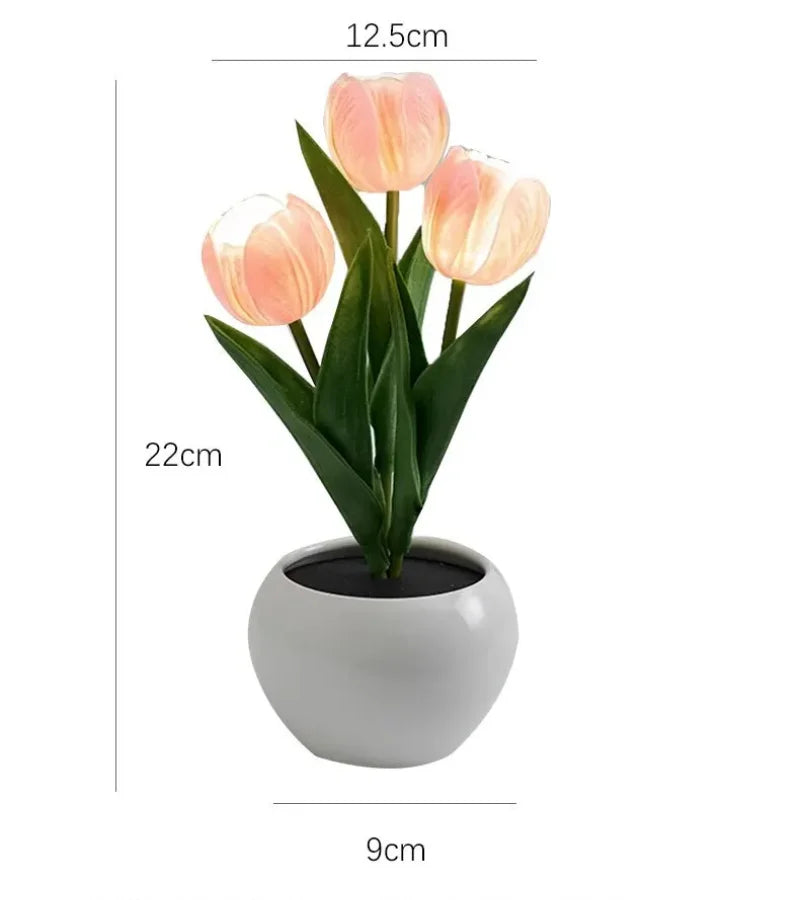 Tulip Night Light Home Decorative Flower LED Lamp Battery Power Dormitory Decor Lamp for Bedroom Bedside Tulip Sleep Light