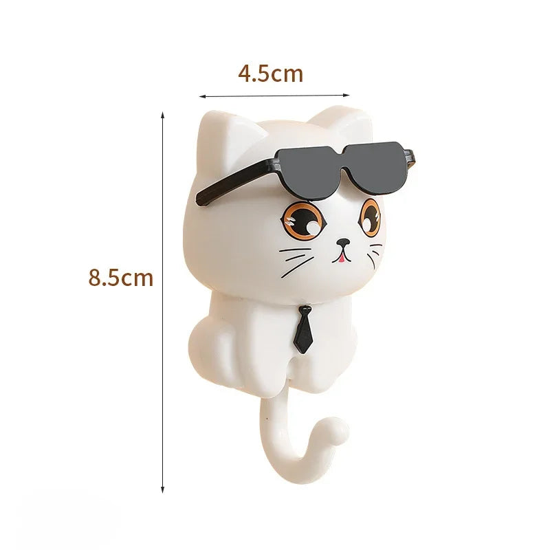 1Pcs Kitten Hooks Cartoon Cats Gravities Induction Decorative Hooks Storage Racks for Keys Umbrellas Towels Adhesive Hooks