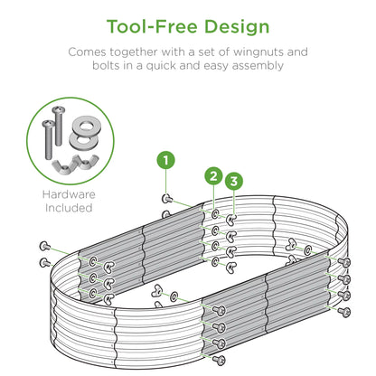 4X2X1Ft Outdoor Raised Metal Oval Garden Bed, Planter Box for Vegetables, Flowers - Sage Green