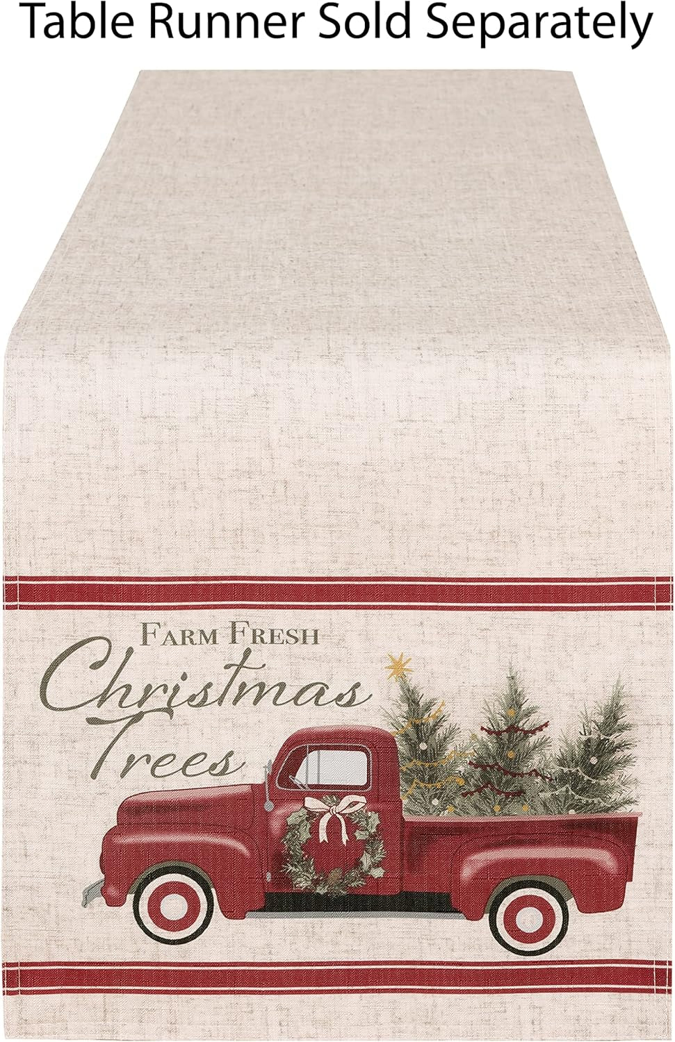 Pine Hill Christmas Tree Farm Fabric Holiday Tablecloth - Nostalgic Retro Christmas Farm Truck Print No Iron and Stain Resistant Fabric Tablecloth, 52” X 70” Oblong/Rectangle